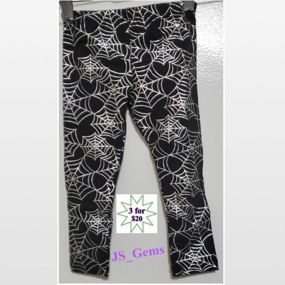 New Black Legging Silver Web Halloween Kid Girl